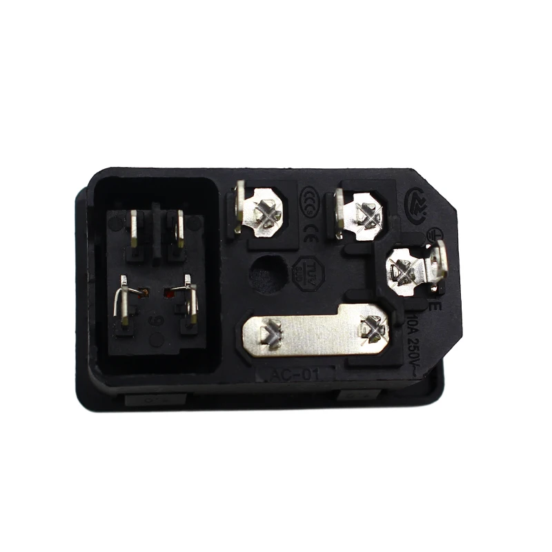 With 10A Fuse! Red Rocker Switch Fused IEC320 C14 Inlet Power Socket Fuse Switch Connector Plug Connector Red Green Blue Black