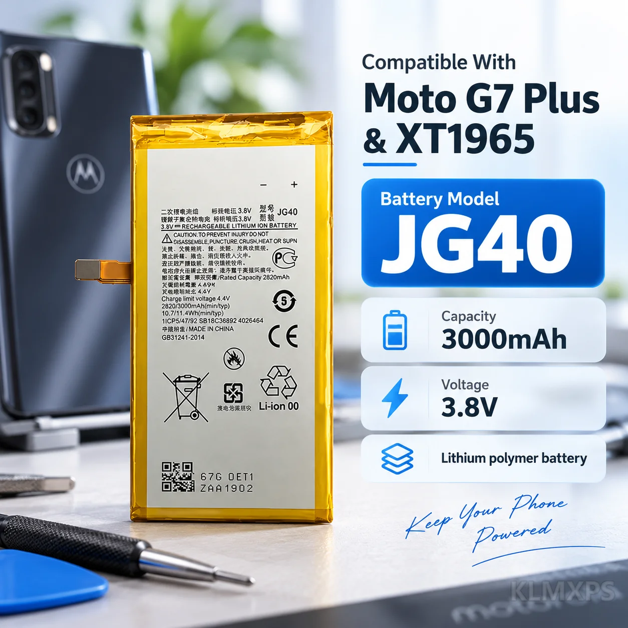 Replacement Battery JG40 For Motorola Moto G7 Plus XT1965 Global G7Plus Mobile Phone Repair Battery High Quality Long Lasting