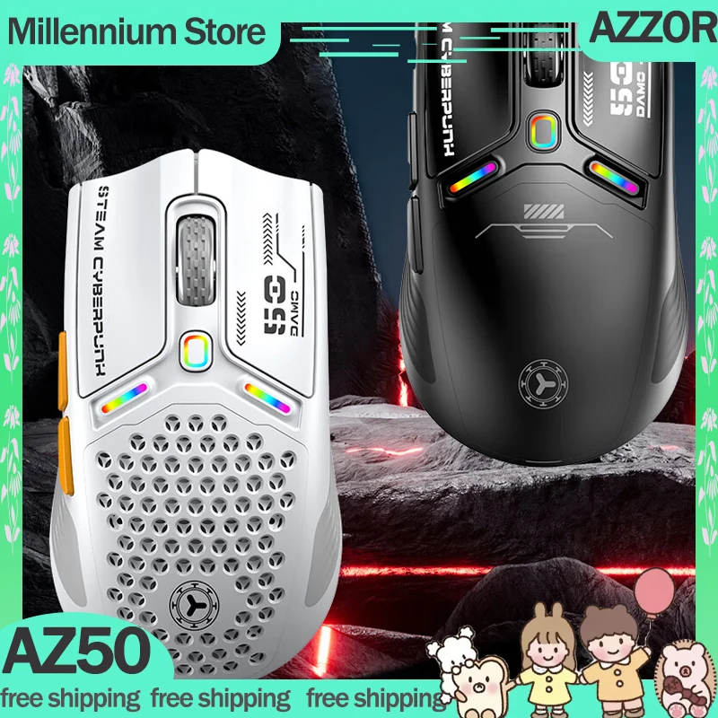 

AZZOR AZ50 Mouse 3mode 2.4G Bluetooth Wireless Mouse Paw3311 Gamer Mouse 12000DPI Customized Mouse E-Sports Gaming Mice Gifts