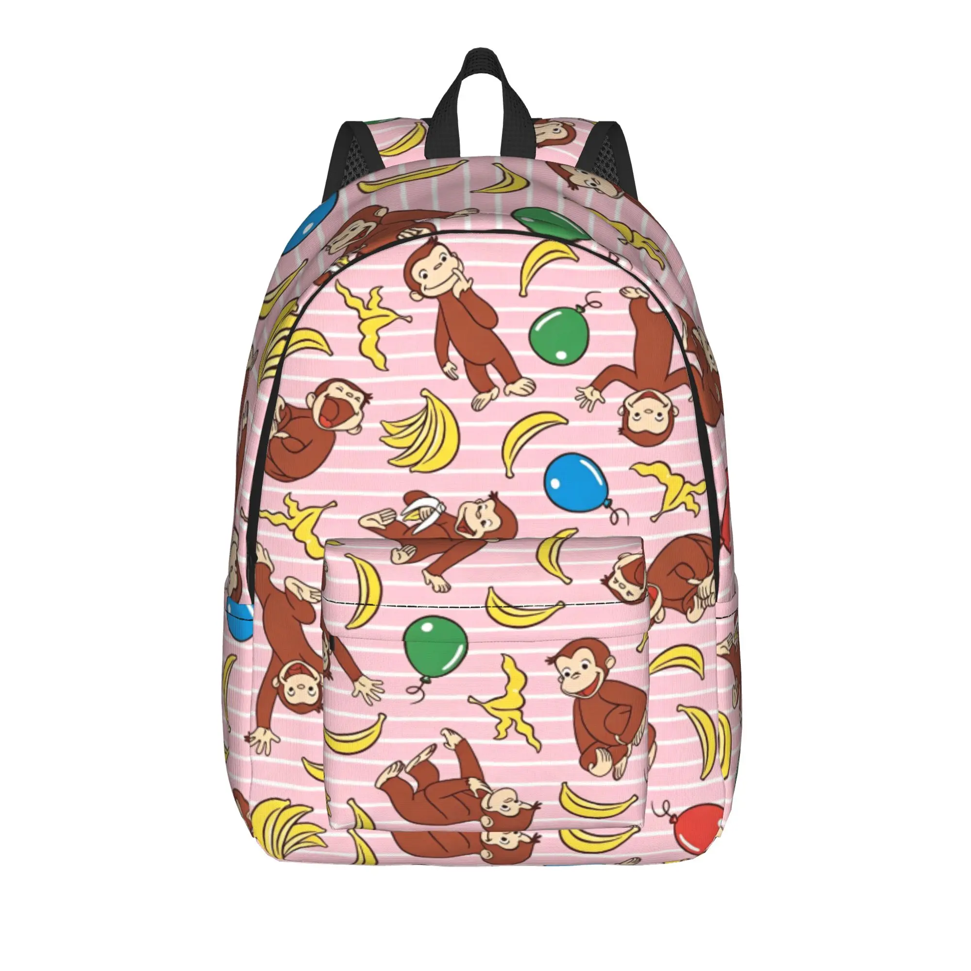 Curious George Monkey Cartoon Teenage Backpack Sports High School Hiking Travel TV Series Daypack Men Women Computer Canvas Bags