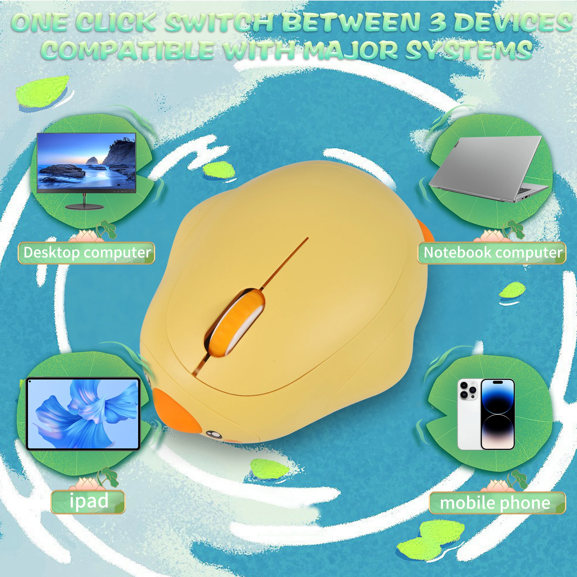 Yellow Duck Wireless Mouse 2.4G Bluetooth Dual Mode Connection Rechargeable Slient Office Gaming Computer Mice For Laptop PC - Image 4