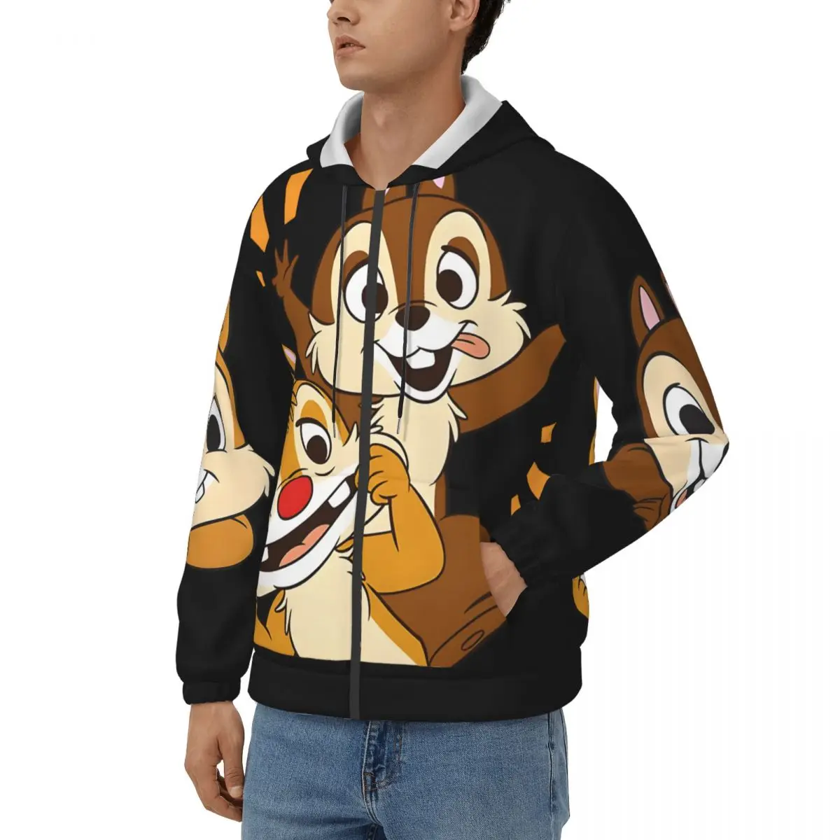 

Мужская металлическая толстовка с капюшоном и принтом