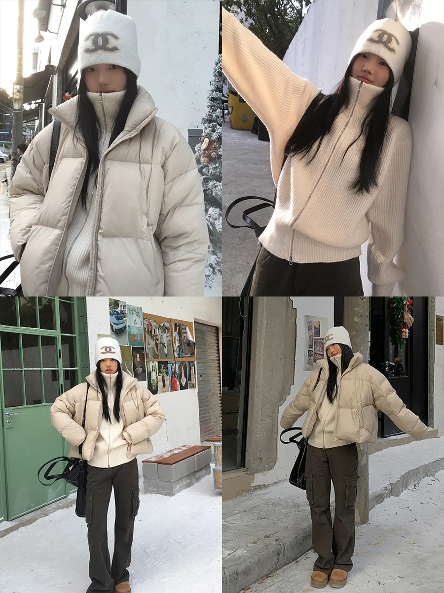 Red Celebri Studio Women's Knitwear Cardigan Winter 2025 New Design Slimming Outerwear Casual Straight Cut Polyester Fiber