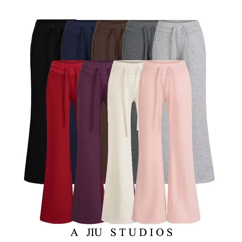 

Американские ретро-спортивные брюки с низкой талией и шнурком, женские, осенне-зимние, универсальные, свободные, повседневные, расклешенные