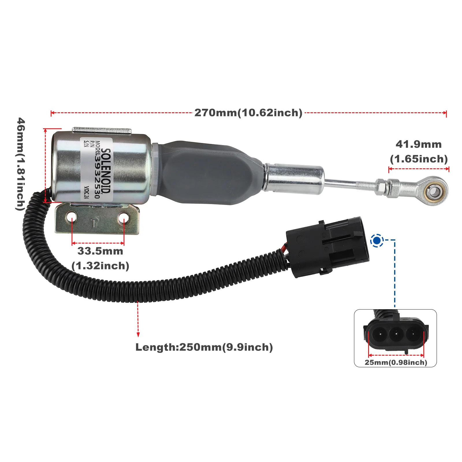 3932529  3930658 Fuel Shut Off Solenoid SA-4756-24 J932529 for Cummins Engine 4BT 5.9L, 6BT 5.9L Hyundai R130 R170 Case IH 24VDC