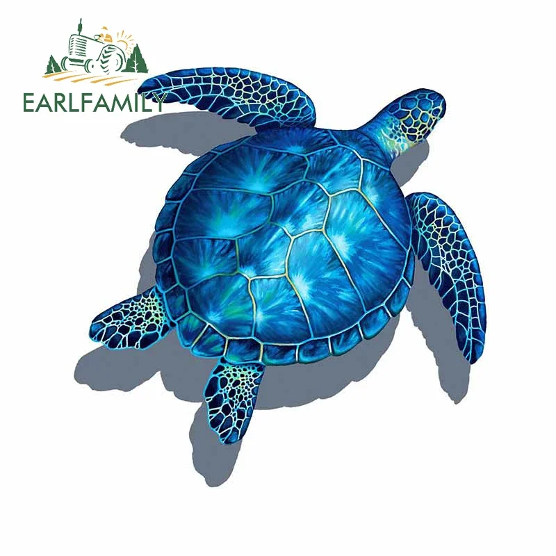 EARLFAMILY 13cm x 12.8cm For Sea Turtle Anime Car Stickers Scratch-Proof Decal Vinyl Material Suitable for VAN RV Decoration