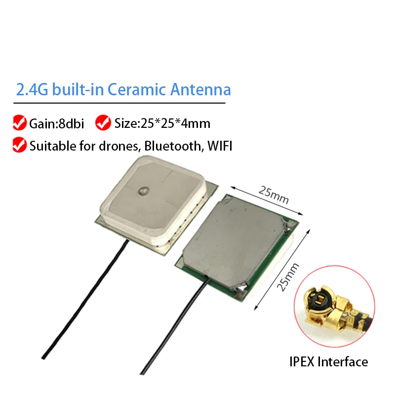 2.4G built-in ceramic antenna IPX IPEX interface 8dBi gain 10cm cable ZigBee Bluetooth WIFI UAV Aerial Remote Control Antenna