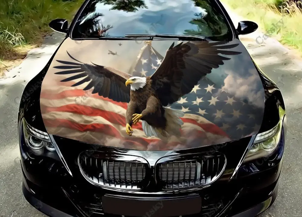 

Виниловые наклейки с американским флагом на капот автомобиля, виниловая пленка, наклейки на крышку двигателя, универсальная защитная пленка на капот автомобиля