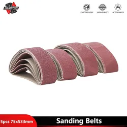 Cinturones de lijado de 5 piezas, juego de herramientas abrasivas, accesorios, 40/60/533mm, 75x80/120mm
