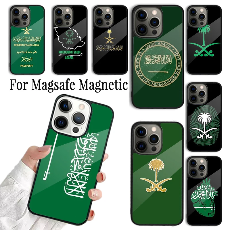 Phone Case For iPhone 16 15 14 13 12 Mini 11 Pro Max Plus Magsafe Magnetic Wireless Charging Cover Kingdom of Saudi Arabia Flag