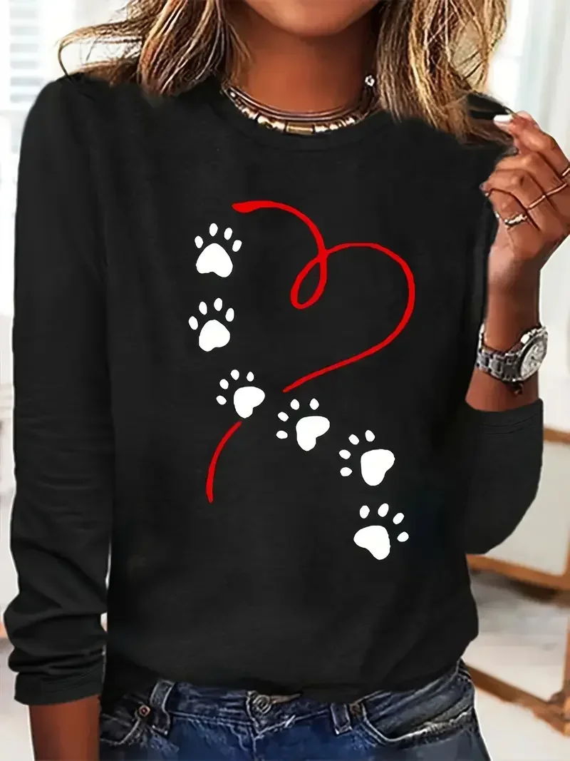 T-shirty plus size dla kobiet i mężczyzn z nadrukowanymi wzorami, bawełniana odzież, codzienne koszulki z długim rękawem i okrągłym dekoltem.