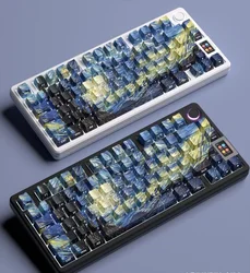 135 Keys Van Gogh Keycaps Translucent PBT Double Shot Side Print Shine Through Backlit Keycap ISO Key for MX Mechanical Keyboard