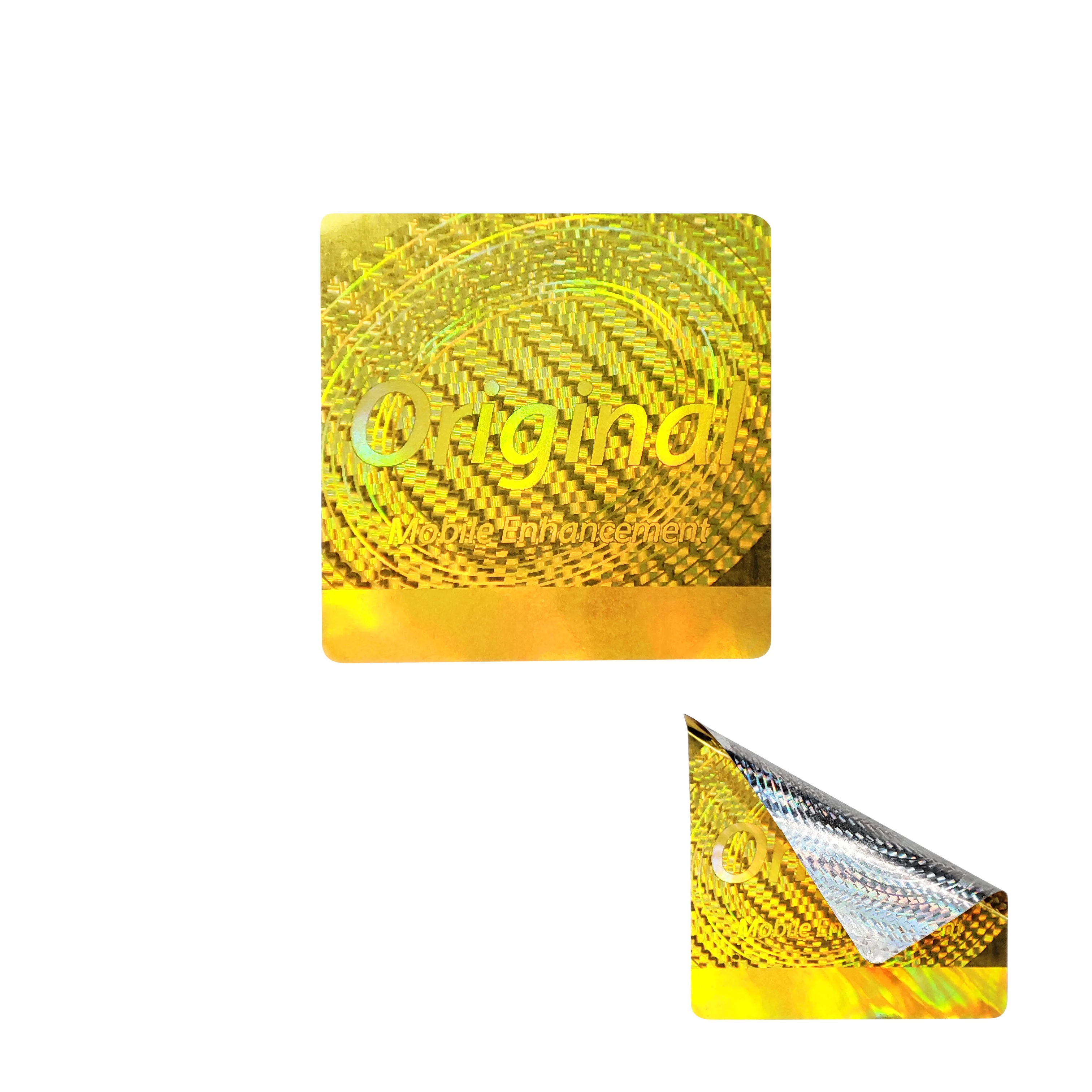 100pcs 20x20mm gold holographic label stickers tampered with clearly open warranty security counterfeit original seal stickers