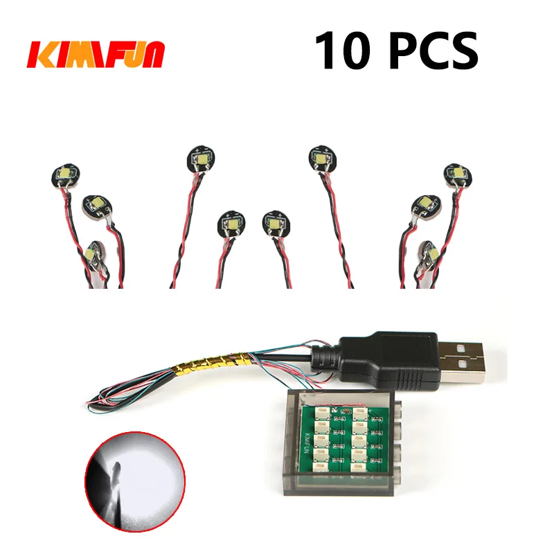 10 Stück 0,8mm Pin RGB LED für LEGO Bausteine USB-Lampe DIY Straßenbeleuchtung Stadt Elektrische Dekoration 1X1 Stein Kompatibel mit Allen Marken