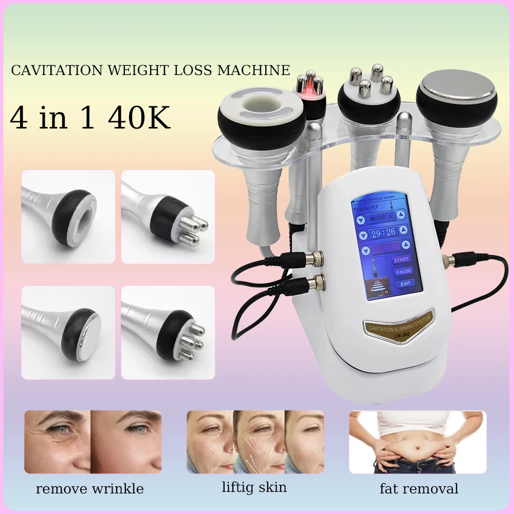 

4 In 1 Ultrasonic Cavitation 40K Body Massager Machine Anti Cellulite Weight Loss Face Tightening Skin Rejuvenation Vacuum Lift