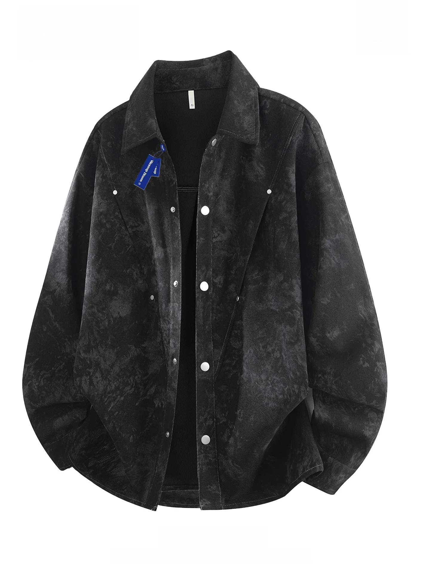 

Мужская винтажная рубашка-куртка Wassup Dozen с эффектом тай-дай, свободного кроя, с длинными рукавами, воротником и цветочным принтом, модная универсальная весенняя верхняя одежда