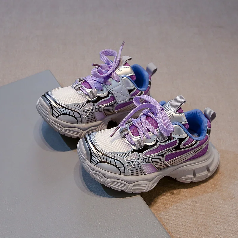 

2025 Autumn New Children Running Shoes Breathable Handsome Kids Sneakers Thick Soft Sole Students Casual Sports Shoes Non-slip
