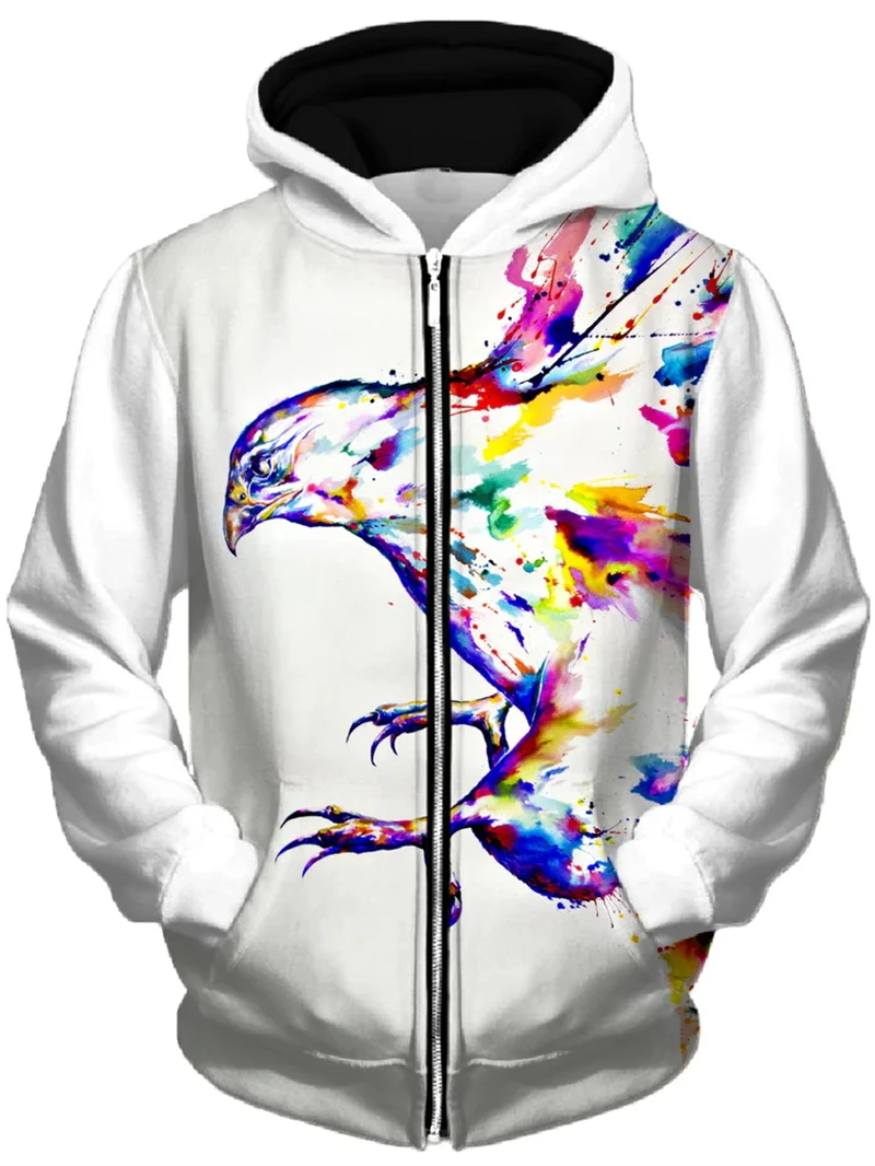 New Spring And Autumn New Men's Fashion 3D Wolf Tiger Lion Print Hooded Sweatshirt Loose Casual Daily Street Sweater Hoodie Top