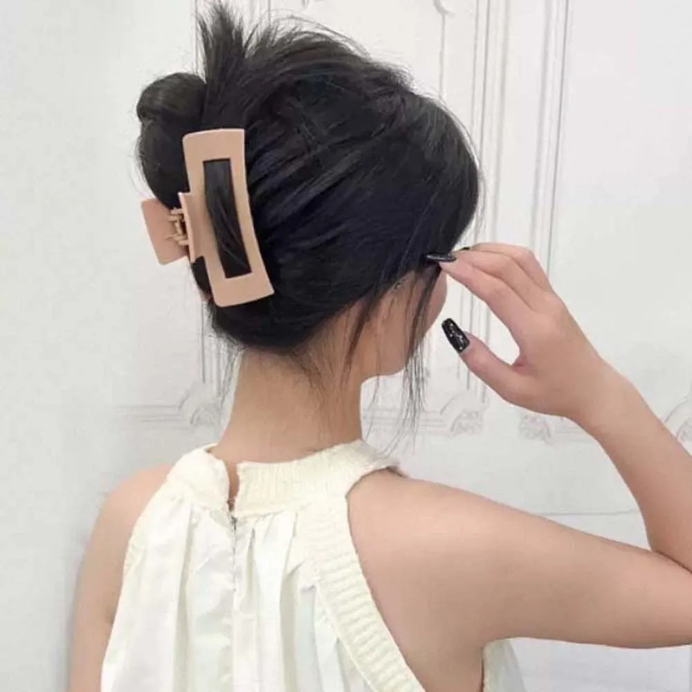 

Fashion Safe Silicone Shark Clip Square Creative Straight Line Shaped Hair Claw Hairgrips Simple Solid Color Shark Clip Girls