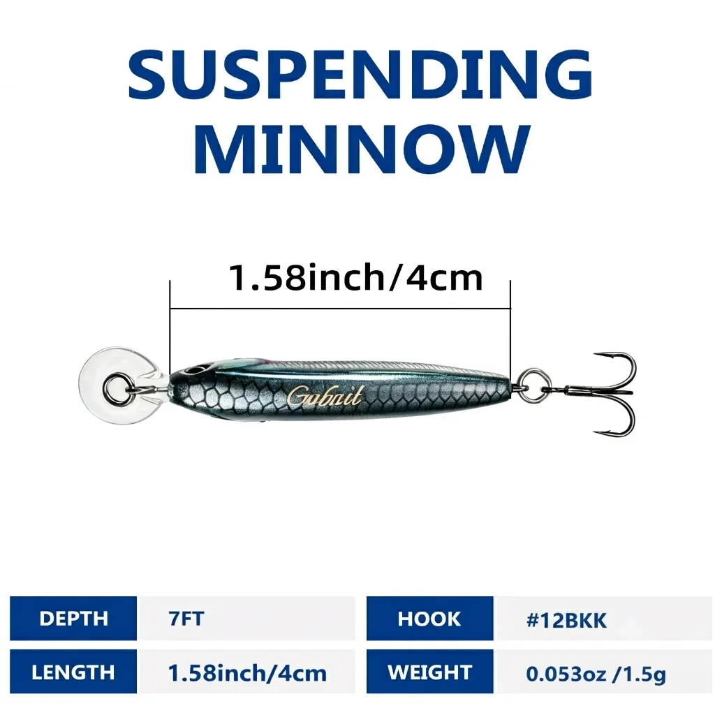 Sinking Minnow 1,5g 4cm Hardbait mit 3D-Augen, Wobbler mit Dreifachhaken, Angelköder für Barsch und Forelle, 1-5 Stück Jerkbait – Detail 1
