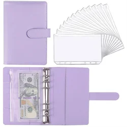 2025 A6 PU Leather Budget Binder Notebook Cash Envelopes System Set,with Binder Pockets for Money Budget Saving Bill Organizer