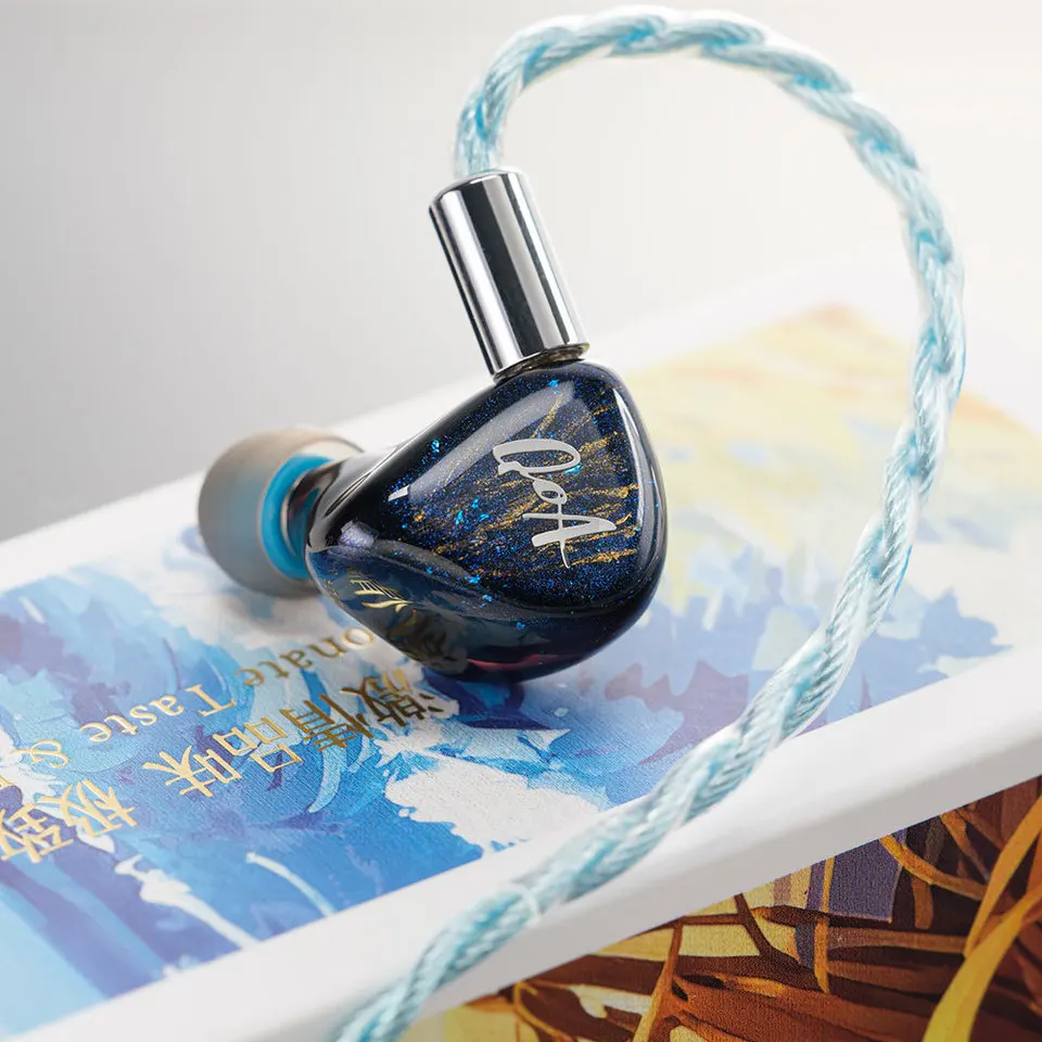 QoA Cloud Scape 헤드폰 1 다이나믹 + 1 평면형 인이어 이어폰 (3.5mm+4.4mm 플러그 이어버드) HiFi 유선 헤드셋 케이블 IEMs