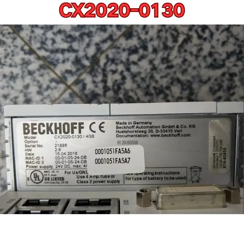 Second hand Beckhoff CX2020-0130 controller PLC module tested normal