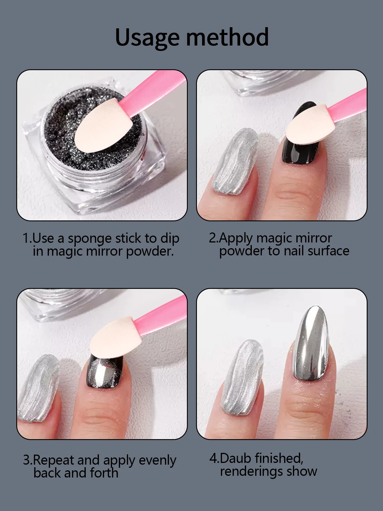 100 Uds. Esponja rosa de doble punta, cepillo para polvo de uñas, palos de esponja para sombra de ojos, aplicador de pluma de pigmento cromado, herramientas de maquillaje portátiles