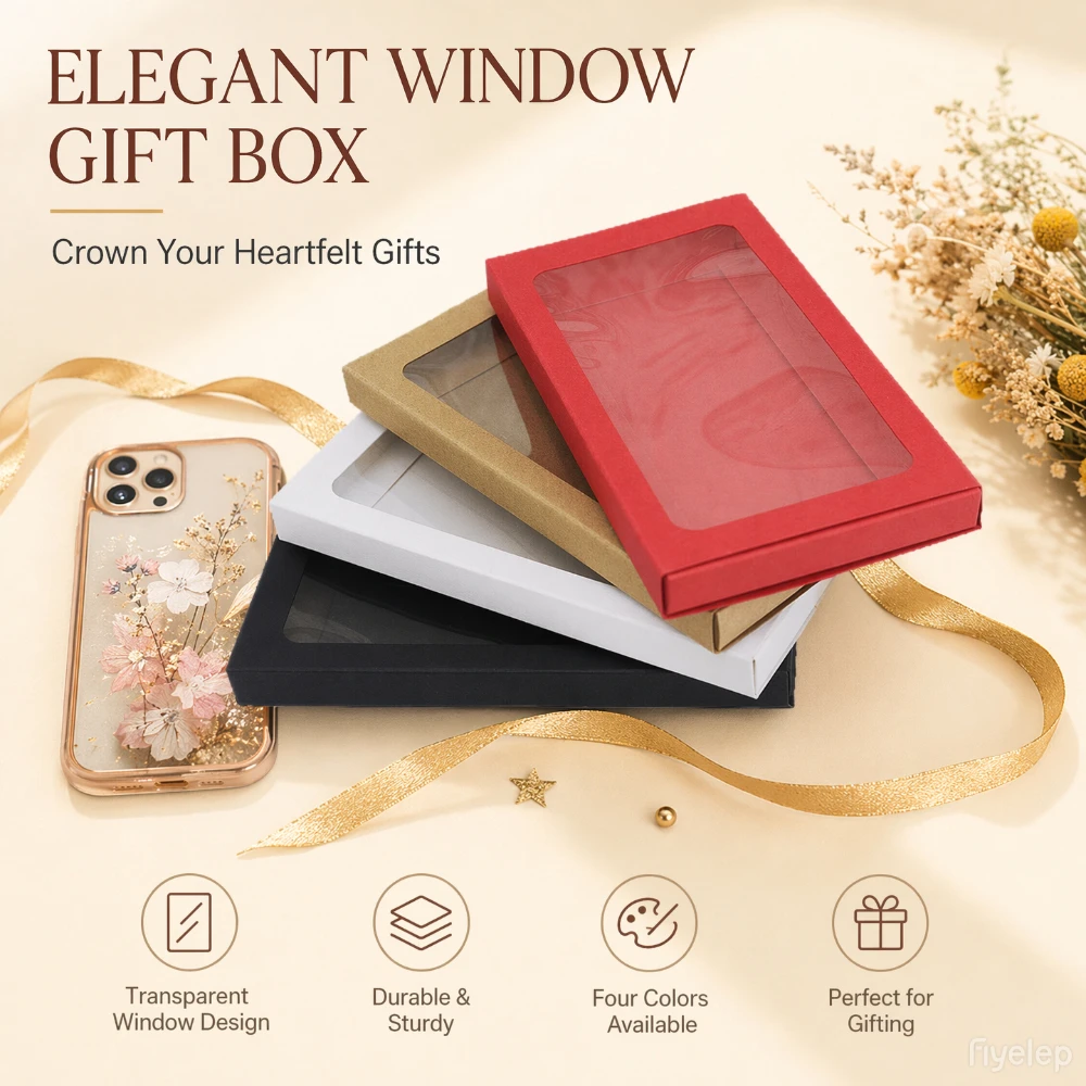Kraft Cardboard Phone Case Packaging Box Red/White/Brown/Black Paper Drawer Box With Clear Window