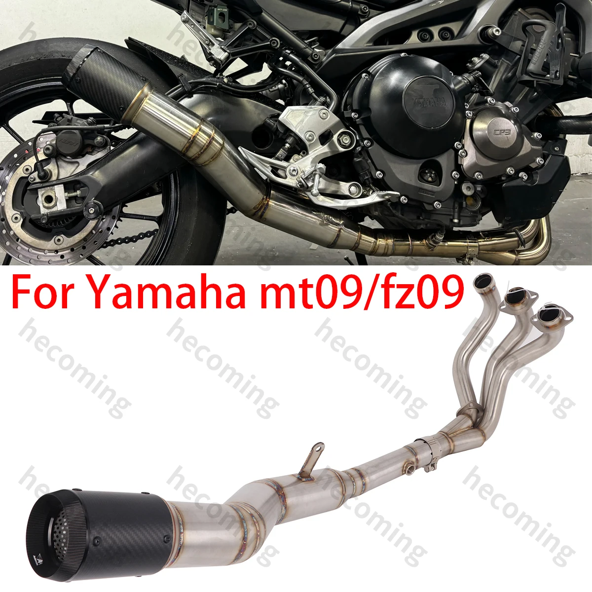 Full Exhaust System Pipe For Yamaha MT09 MT-09 FZ09 XSR900 FJ09 2014-2020 mt09 Exhaust Carbon Muffler Header Link Front Pipe