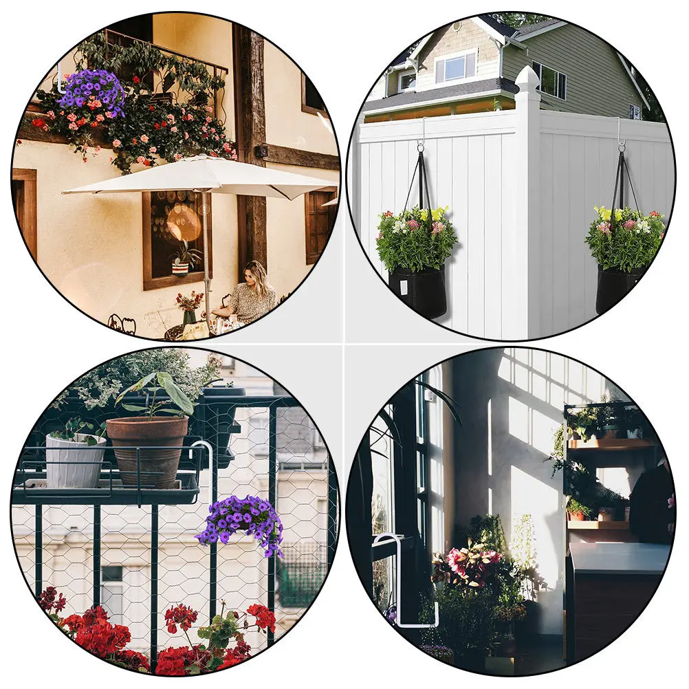 ตะขอแขวนกระถางต้นไม้ 8 ชิ้น ทนสนิม สำหรับแขวนติดผนัง ใช้ได้ทั้งในสวน ระเบียง ภายในและภายนอกอาคาร ที่แขวนกระถางต้นไม้