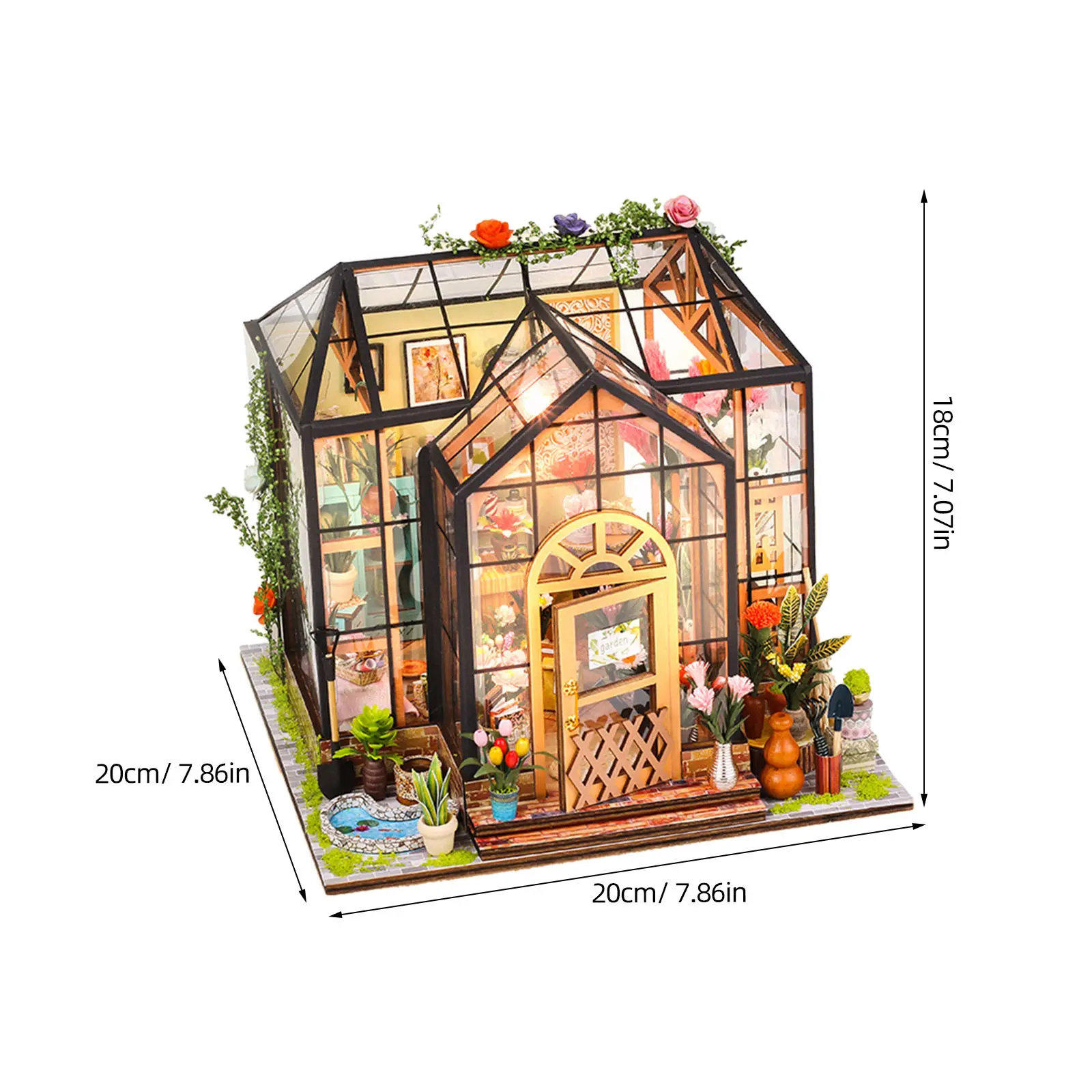1 Set DIY 3D Miniatur-Blumenhaus-Bausatz, handgefertigtes Gewächshaus-Architekturset, perfekt für Heimdekoration, Gartenhaus-Miniatur