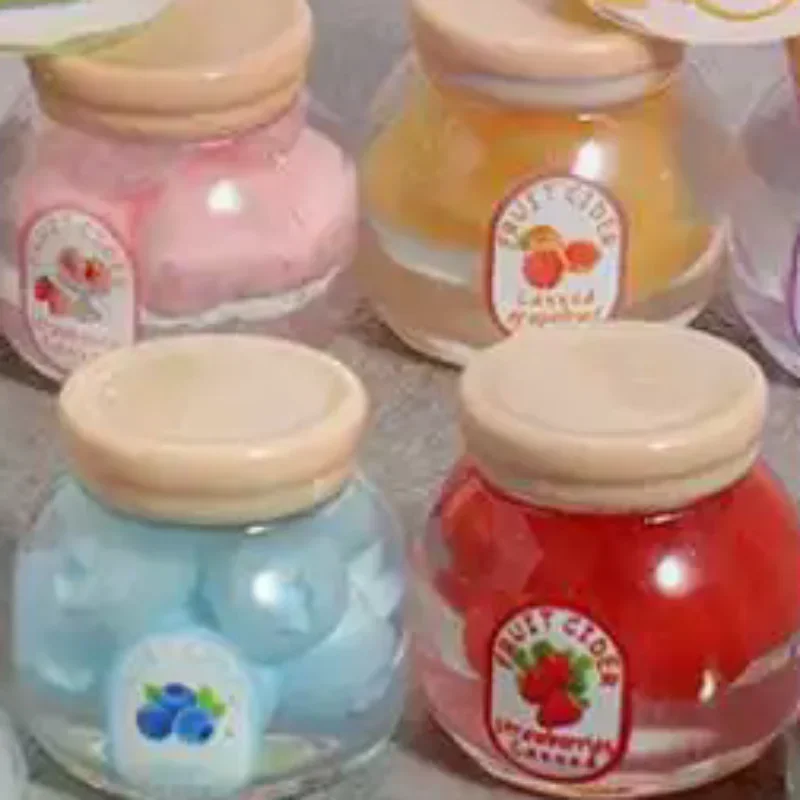 5Pcs Miniature Kitchen Decoration Dollhouse Simulation Fruit Candy Canned Jam Model Dolls House Accessories Toy