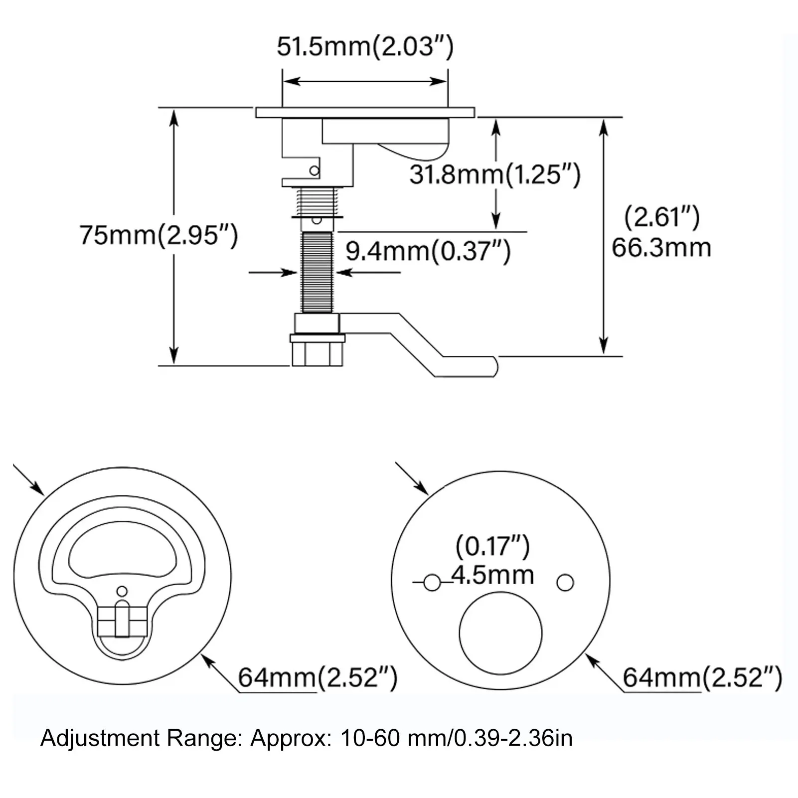 Boat Cam  316 Stainless Steel Polished Adjustable   With Back Plate for Marine Ship Marine
