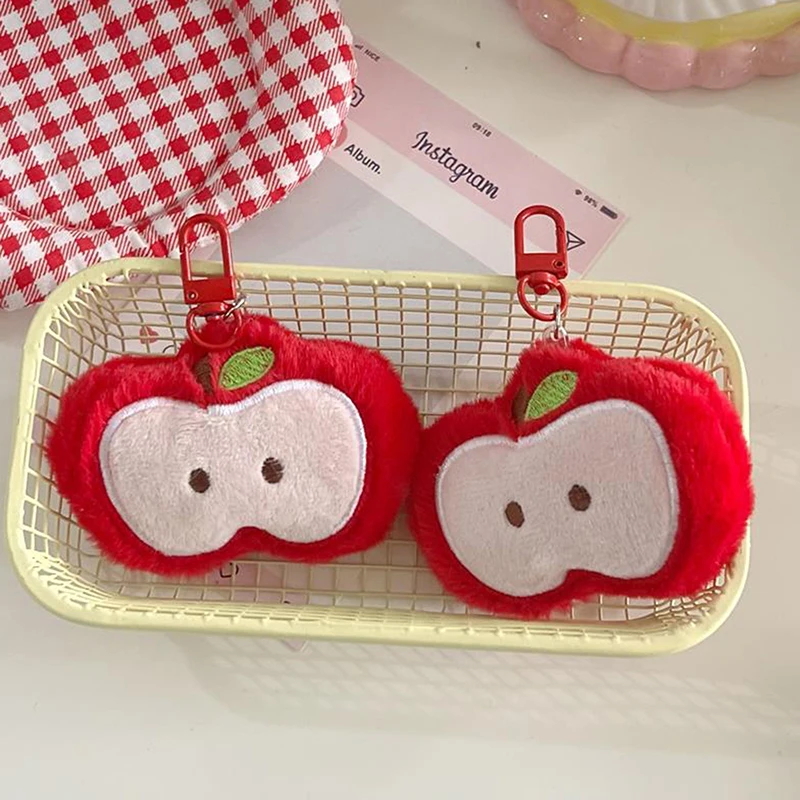 Cute Red Apple Plush Toys Doll Keychain Bag Pendants Backpack Hanging Ornaments Girly Heart All-match Accessories Birthday Gifts