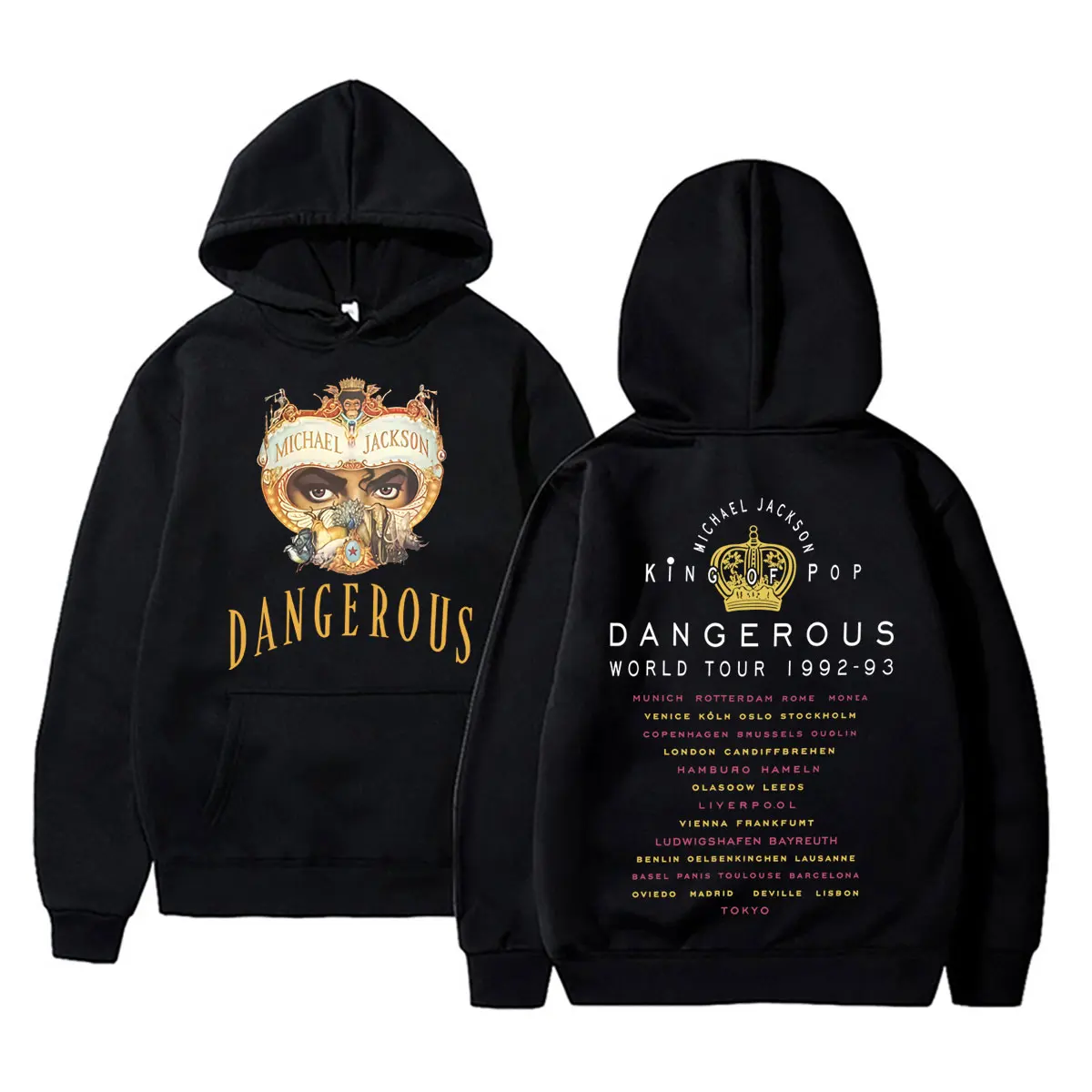 

Michael Jackson King of Pop Dangerous World Tour Hoodie Men Women Vintage Gothic Rock Pullover Hoodies Male Oversized Streetwear