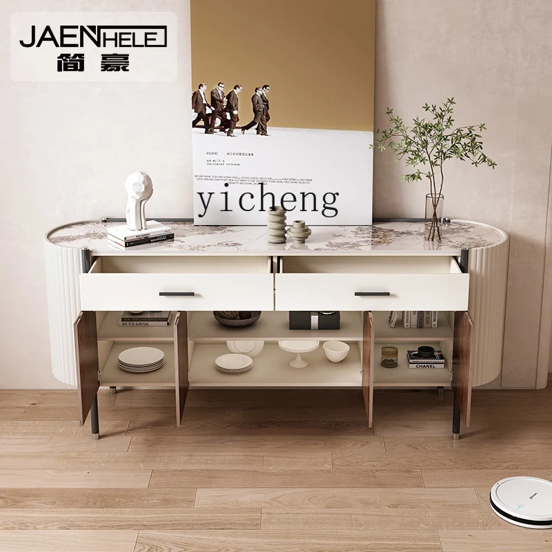 

XL solid wood dining side cabinet modern light luxury restaurant rock slab drawer chest