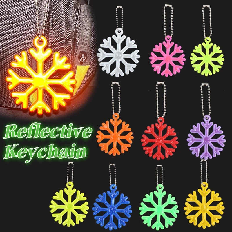 Children's Reflective Keychain Night Safety Walking Bicycle Safety Reflective Snowflake shaped Bag Pendant Decoration
