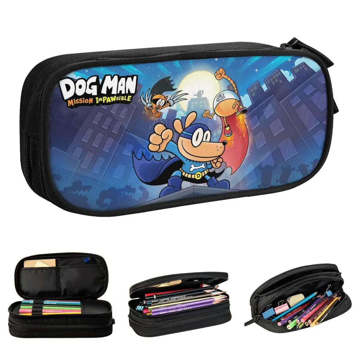 Dog Man Anime Petey Cat Pencil Case Pencilcases Pen Holder for Girls Boys Large Storage Bag Office Zipper Accessories