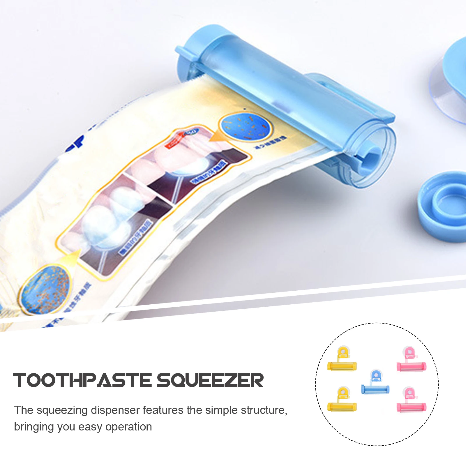 

5pcs Wall Mounted Dispenser Suction Manual Toothpaste Squeezer Cup Durable Toothpaste Squeezer Easy Operation Rolling