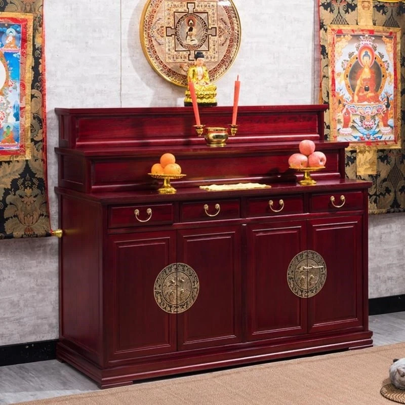YFY   Buddhist shrine shrine cabinet incense household incense strip case offering Chinese solid wood three layers