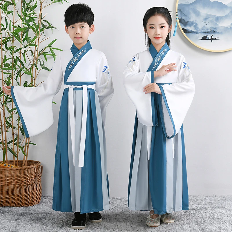 Hanfu Boys Girl Traditional Chinese Dress School Clothes Style Summer Ancient Performance Costume Students Hanfu Kids Tang Suit