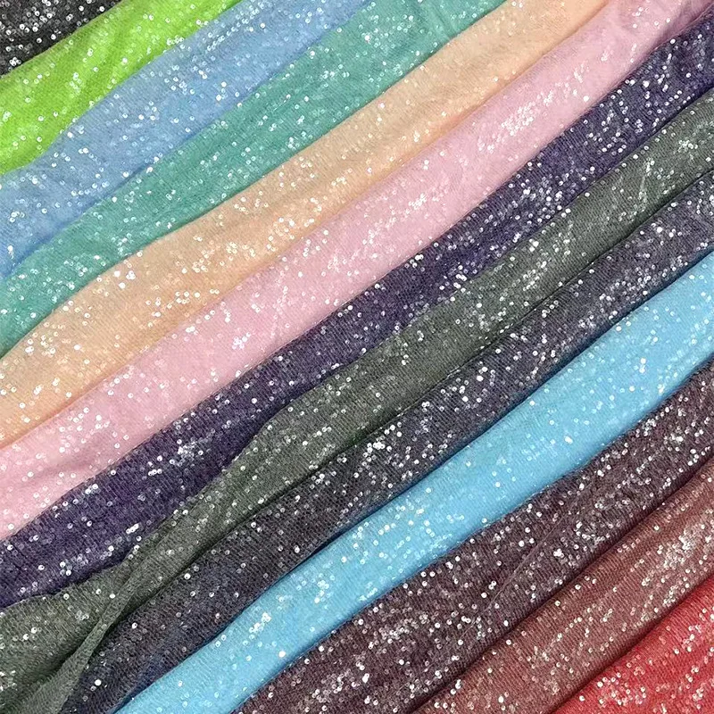 

30 Colors 5mm Dense Sequin Glitter Mesh Sparkle Fabric Stage Costumes Wedding Evening Dresses Embroidered Bead Lace Material