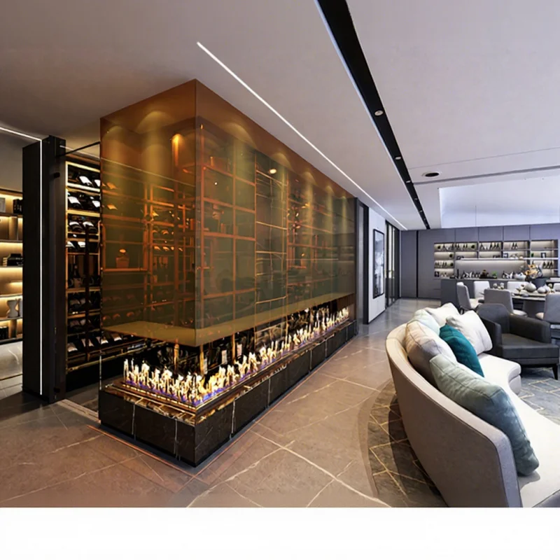 

Customize.Customized Modern Gold Stainless Steel Refrigeration Wine & Champagne Display Cabinet with LED Light Living Room F