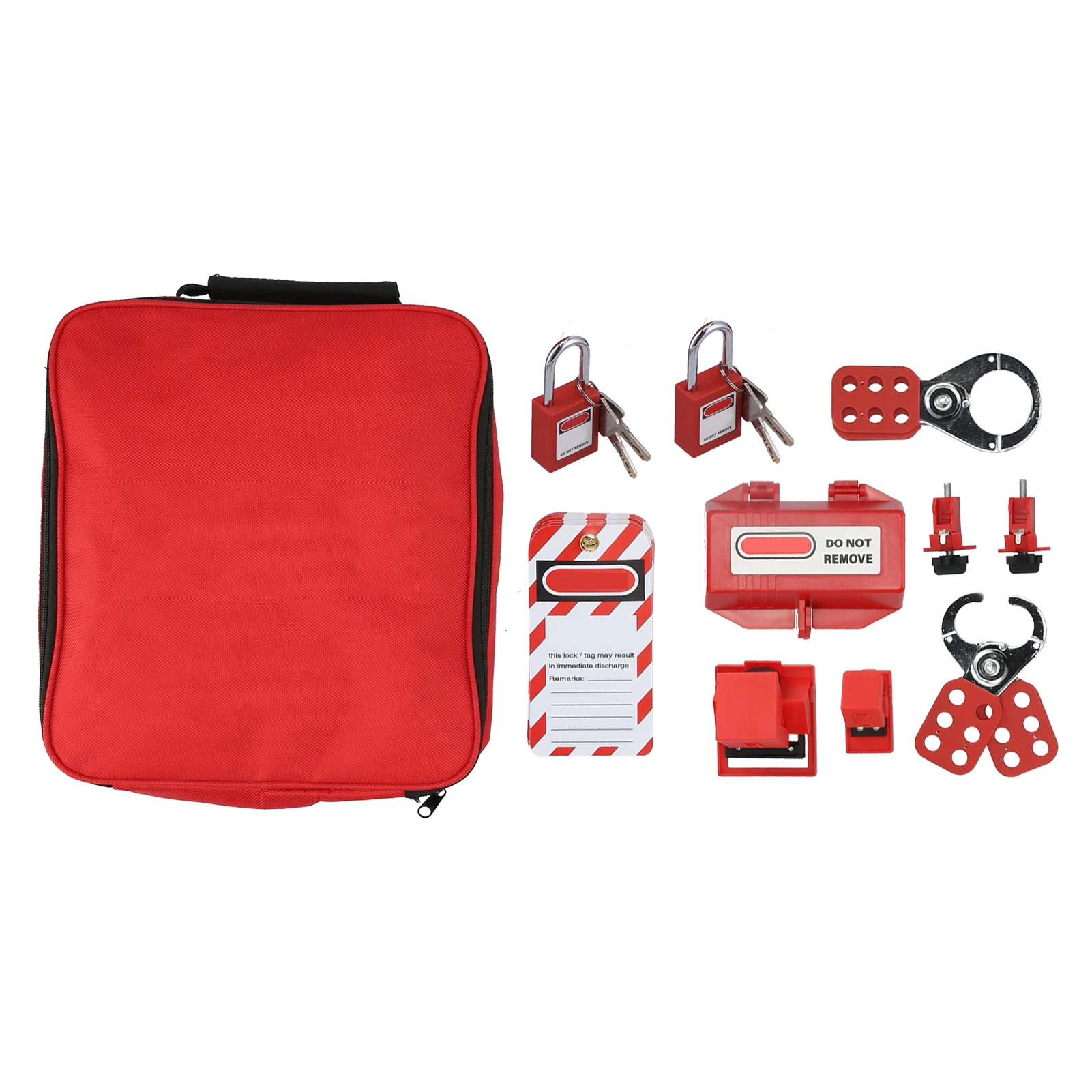 Electrical Lockout Tagout Kit Hasps Safety Padlocks Circuit Breaker Locking Plug Lockout with Storage Bag