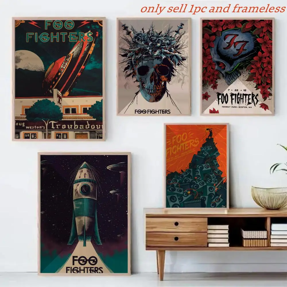 Rock Band F-Foo Fighters Painting Calligraphy Canvas Mural For Interior Walls Crease-Free Beautiful For Living Room Bedroom