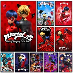 1PC Miraculous Tales Of Ladybug & Cat Noir Poster Self-adhesive Art Waterproof Paper Sticker Coffee House Bar Room Wall Decor