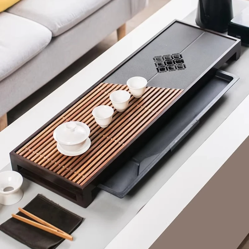 

Деревянный поднос для чая, деревянные тарелки для церемоний подачи еды, винтажный чайный поднос, длинный китайский поднос-бандея из дерева для чайной церемонии