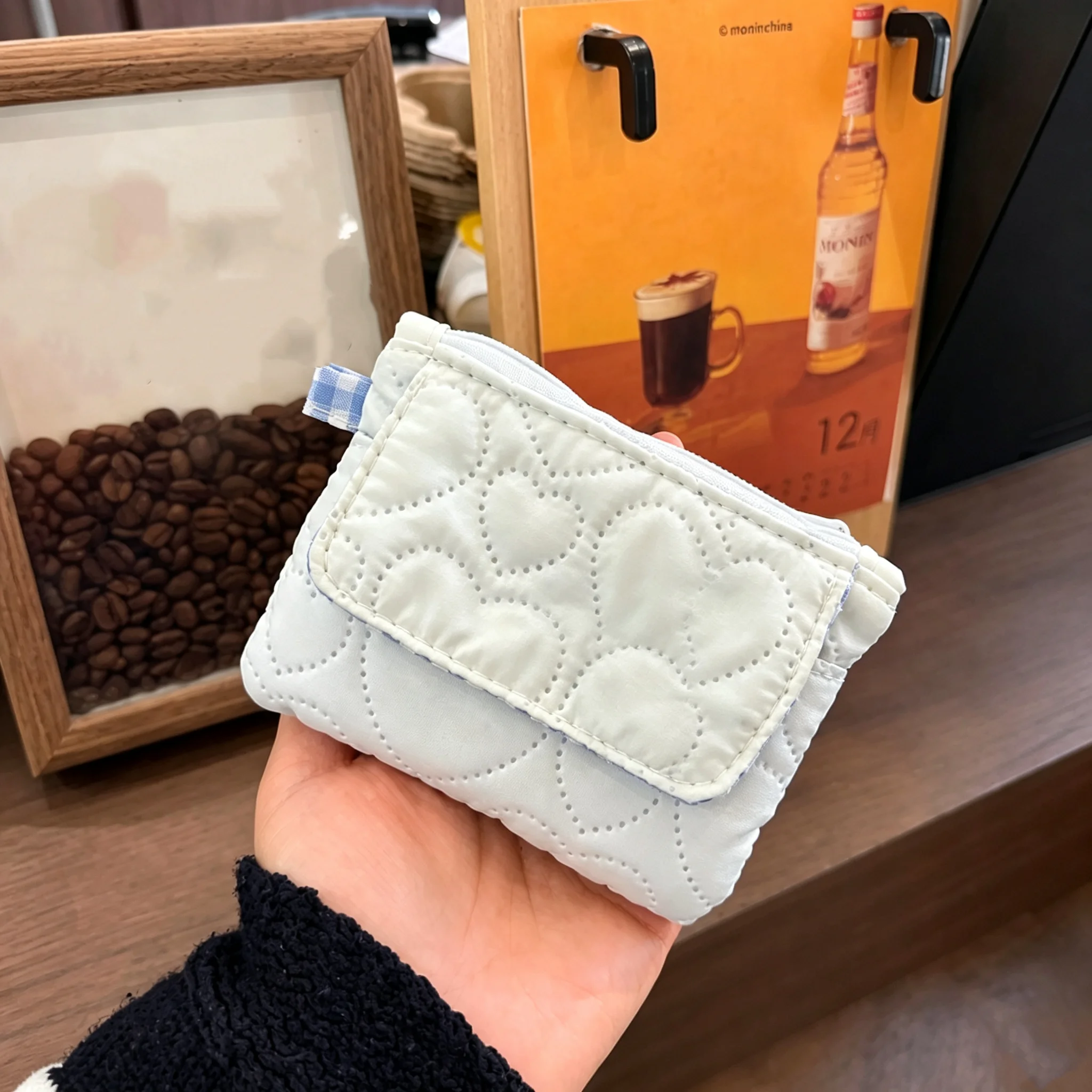Coin Purse Space-Saving Mini Coin Purse Card Holder Multifunctional Quilted Fabric Coin Purse For Commuting Daily Use Daily