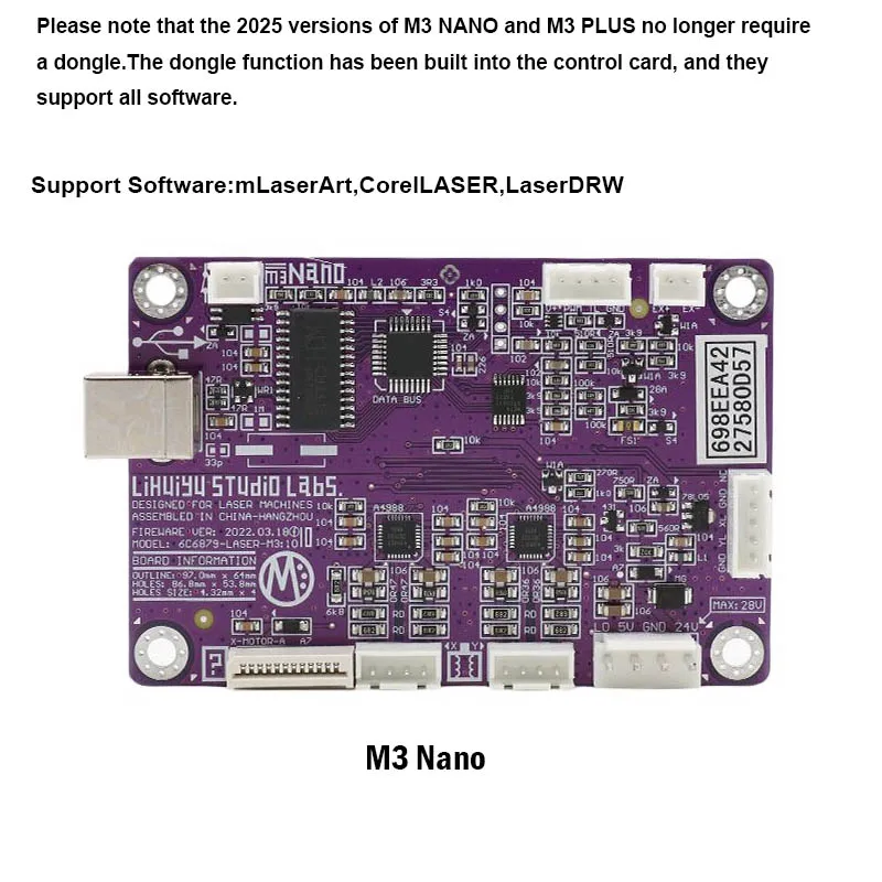 LIHUIYU M3 Nano M3 Plus Laser Mother Main Board CorelDRW For CO2 Laser Stamp Machine K40 3020 3040 Compatible M2
